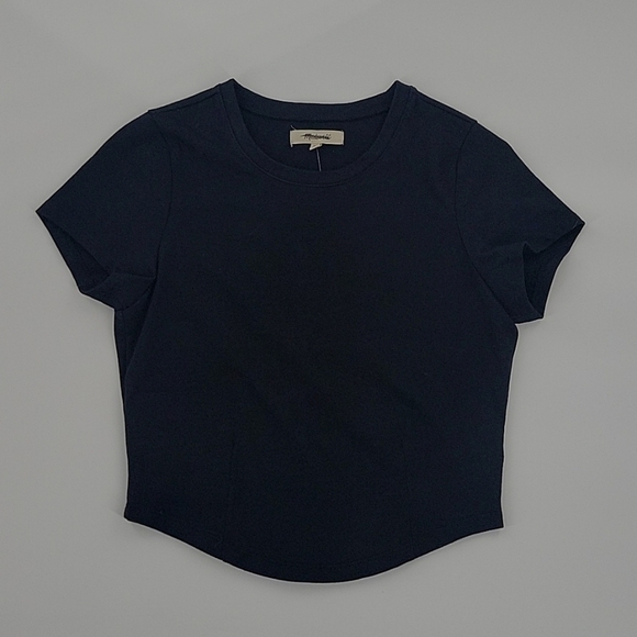 Madewell Heavyweight Jersey Crewneck Tee in True Black size XS NWT NN143 - Picture 2 of 9